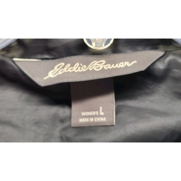 EDDIE BAUER Down Puffer Vest EB700 Travex Black Collared Pockets Womens Large - Picture 4 of 10
